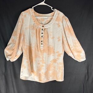 New Directions Peach Tie-Dye Blouse